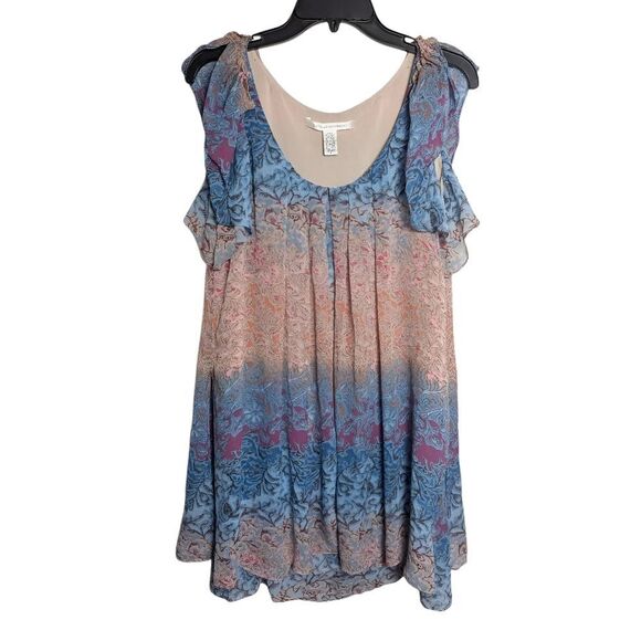 DVF Diane Von Furstenberg Silk Multi Floral Ombre Flutter Sleeve Mini Dress 6 - Picture 4 of 9